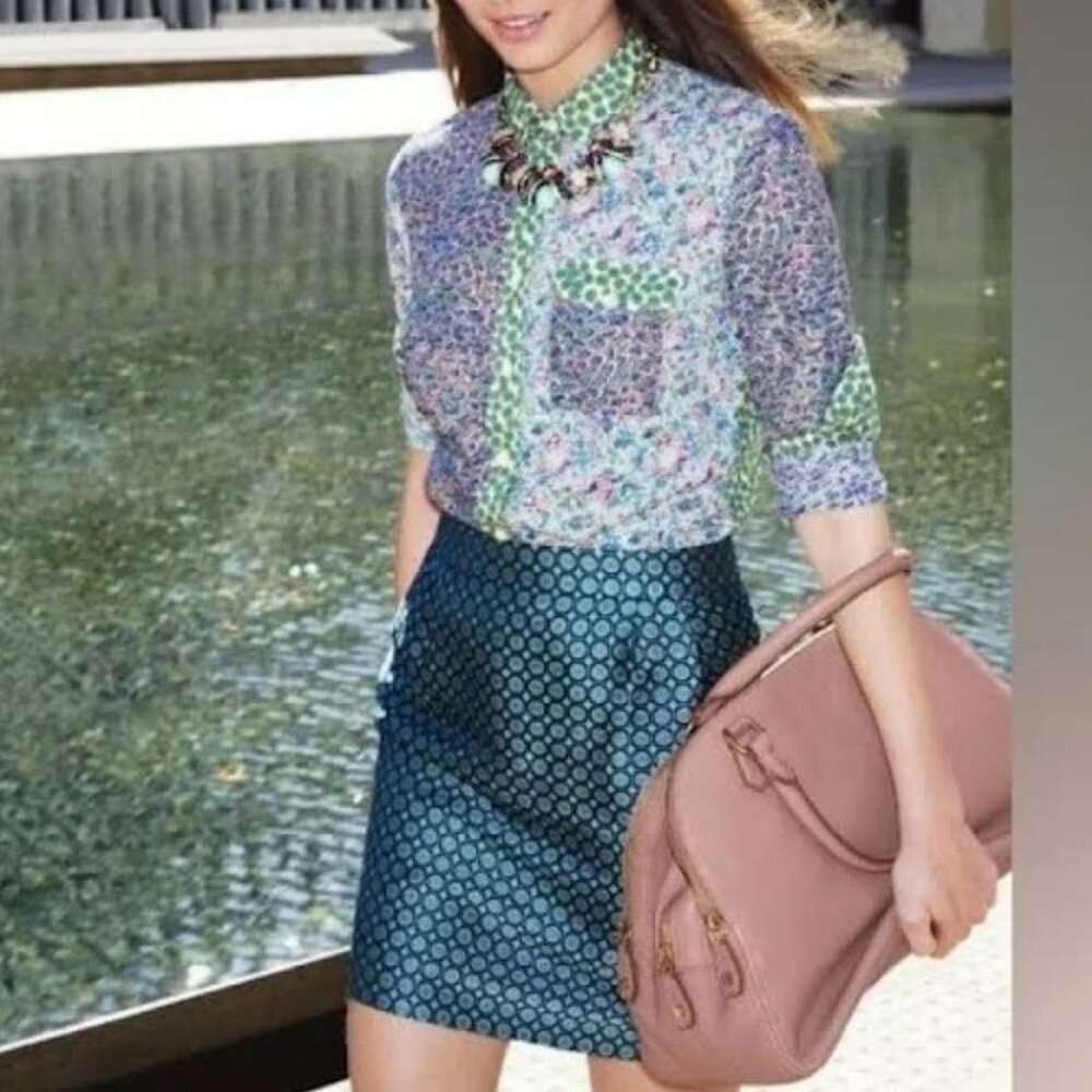 J. Crew Collection retro jade foulard silk mini skirt - Picture 6 of 16